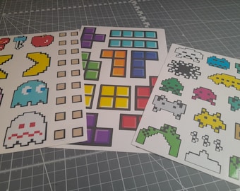 Retro gaming. Decals. Pacman. Tetris. Space invaders.