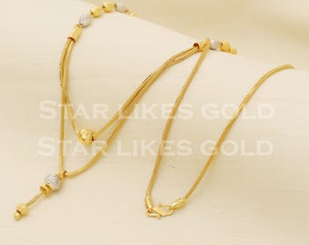 22 Karat Gold Elegante Perlenkette, Handgemachter indischer Goldschmuck, PR1326