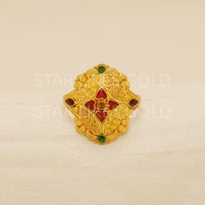 22k Handcrafted Pure Gold handmade Rings - Unique Artisan Jewelry, 22k Jewelry, Designer Gold Ring, Hallmarked, OS1769