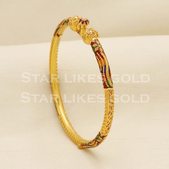Indian 22 Karat 22k Gold Handmade Bangle Bracelet Jewelry, PR1506
