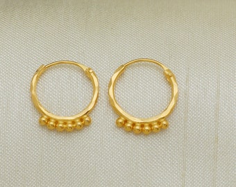 20 karat 20k gold bali hoop earrings