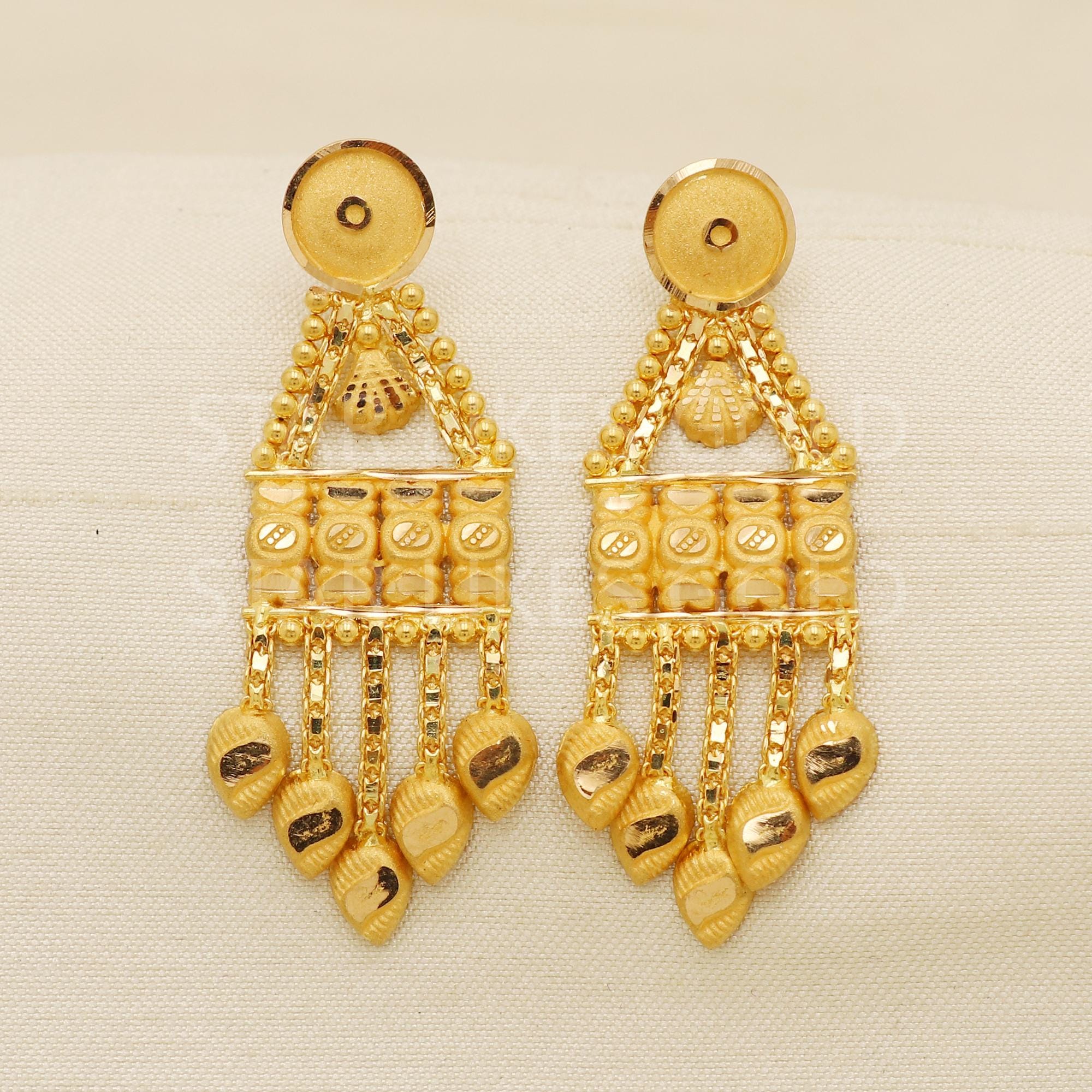 Designer Pure 22k 22 Karat Gold Earrings Light Weight