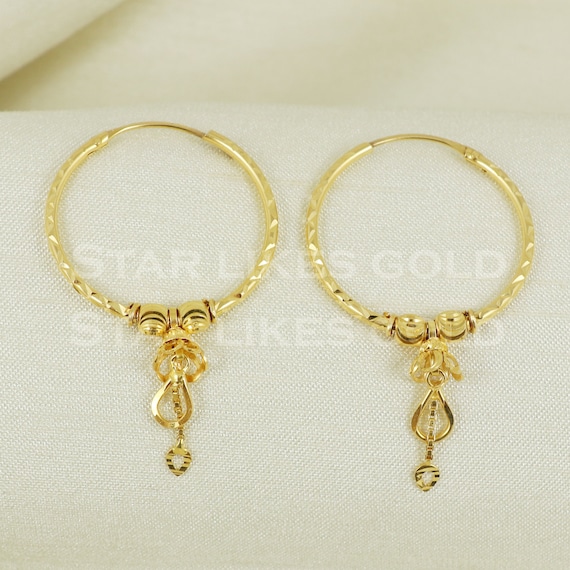 18 Karat 18k Gold Bali Hoop Earrings Etsy Australia