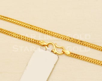 2.5mm 22k 22KT GOLD box chain necklace Handmade fine Jewelry, B1431