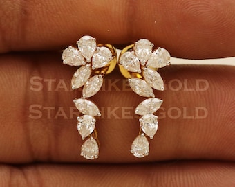 Moissanite 18k 18 karat gold stud earrings jewelry, PR1106