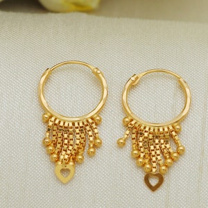 20 karat 20k gold bali hoop earrings