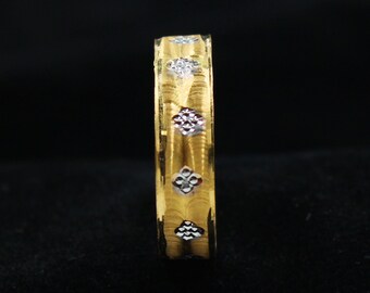 22k Gold Band Ring Hallmark, 22kt Two-Tone Jewelry, US Size 7