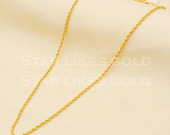 Collar con cadena de oro macizo 916 con diseño de cuerda trenzada, ideal como regalo para ella, B1437