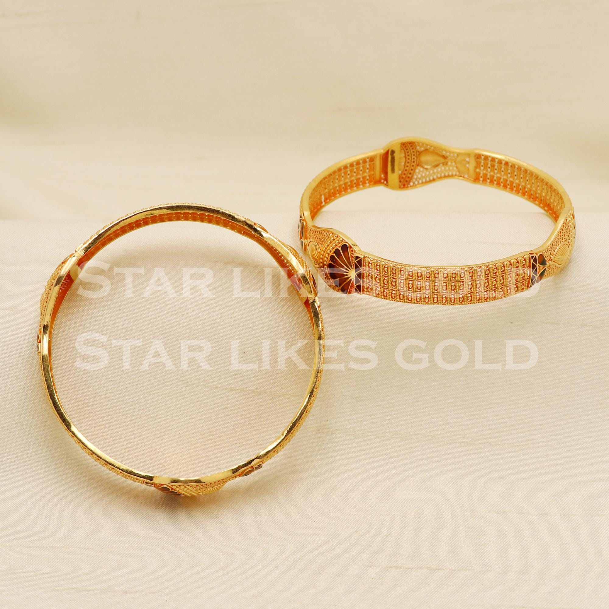 22k Solid Gold Meenakari Bangle Handmade, 22kt Yellow Gold
