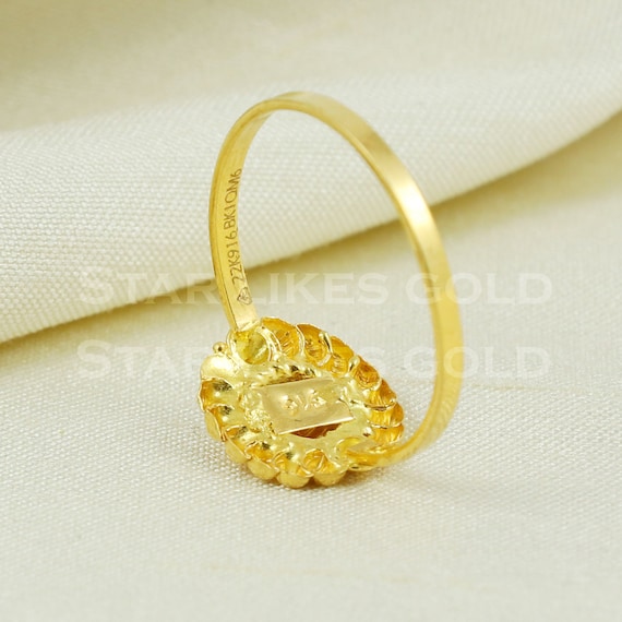 Beautiful 22K Yellow Gold Ring Genuine Hallmarked 916 Handcrafted Jewelry Etsy