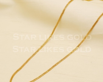 18k Gold Curb Chain, 18kt Solid Gold Curb Link Necklace, B1453