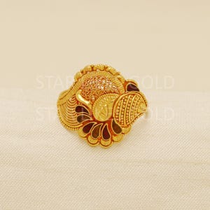 Handcrafted 22k Pure Gold handmade Rings - Unique Artisan Jewelry, 22k Jewelry, Designer Gold Ring, Hallmarked, OS1754