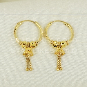 18 karat 18k gold bali hoop earrings jewelry