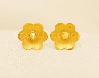 18k 18 karat gold stud earrings, B1529