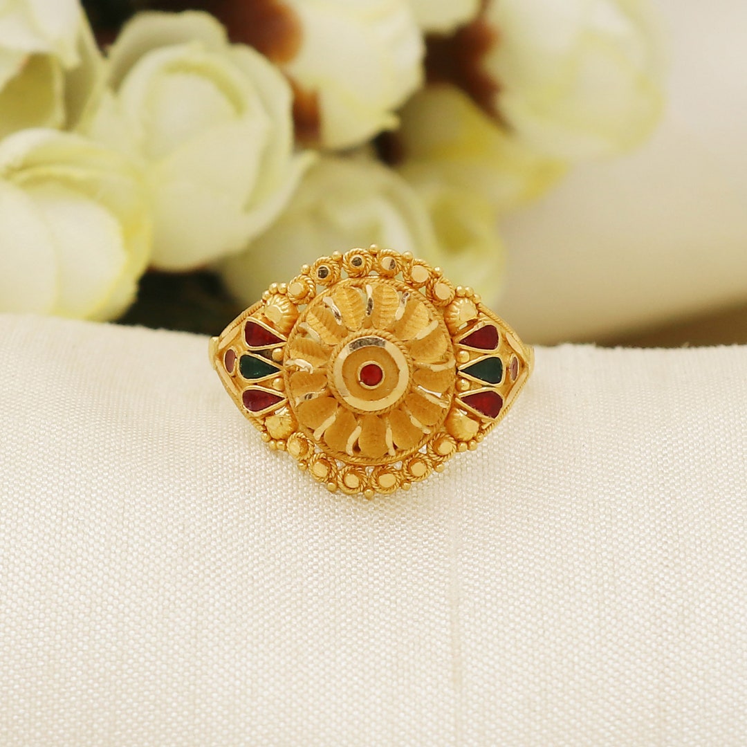 Indian Style 22k 22KT GOLD RING Handmade Fine Jewelry for Gift - Etsy