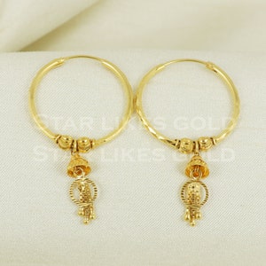 18 karat 18k gold bali hoop earrings jewelry