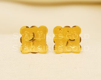 18k 18 karat gold stud earrings jewelry, B1526