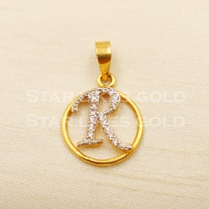 R Alphabet Initial 22k Gelbgold Handmade Charms Anhänger Licht Schmuck, PR1226