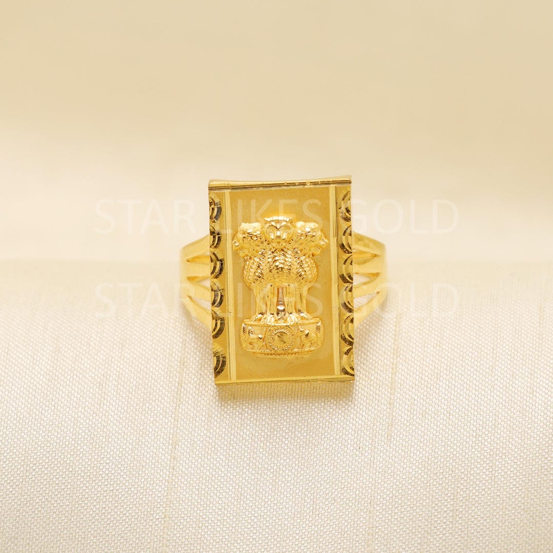 Handcrafted 22k Solid Gold Ashoka Emblem Ring - Artisan Jewelry - Etsy