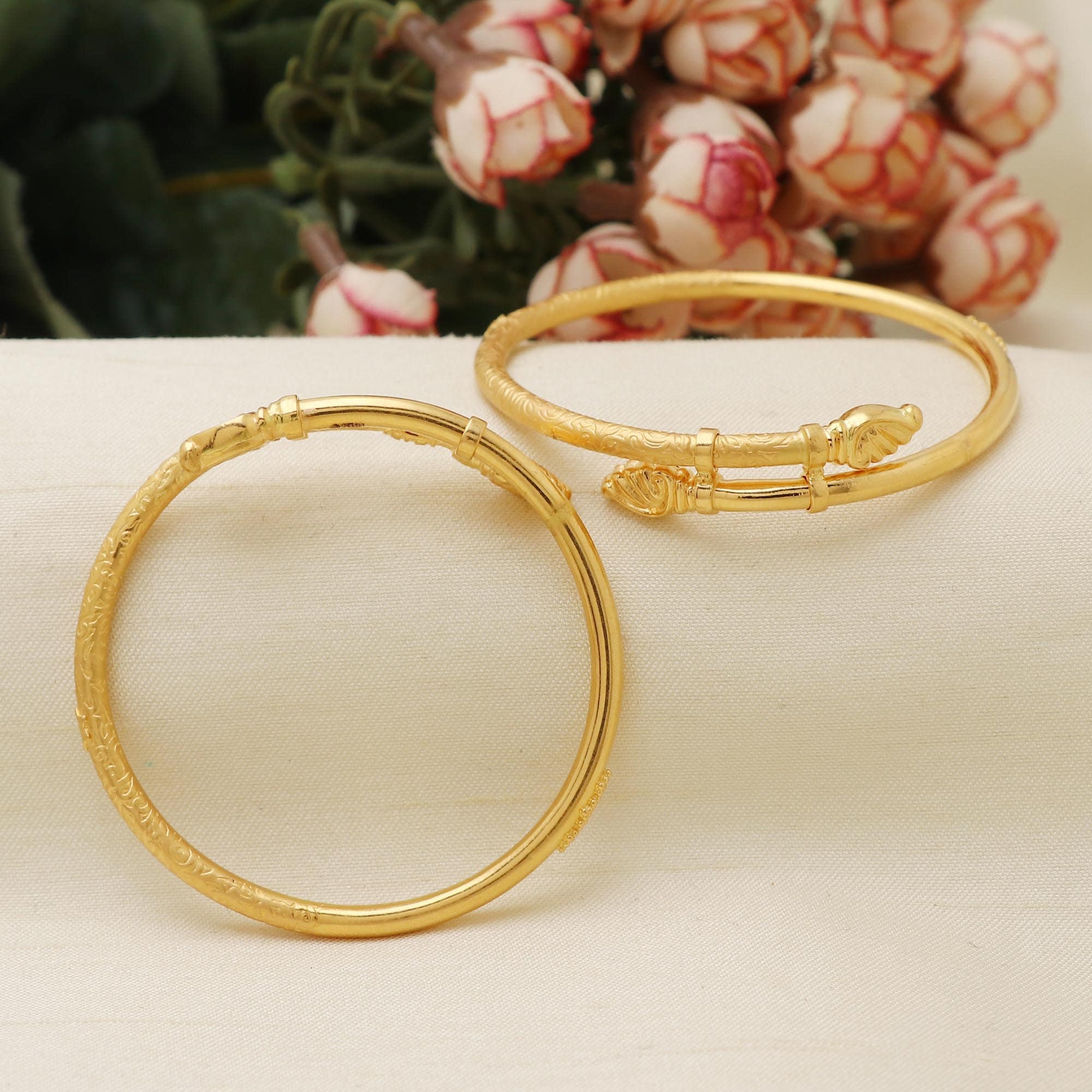 22 Karat 22k Gold Bangle Kada Bracelet Pair Set Jewelry for Kids