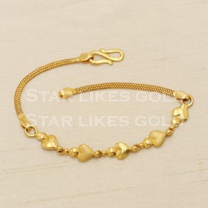 Hallmarked 22 karat 22k gold Women Heart Bracelet jewelry, PR1540