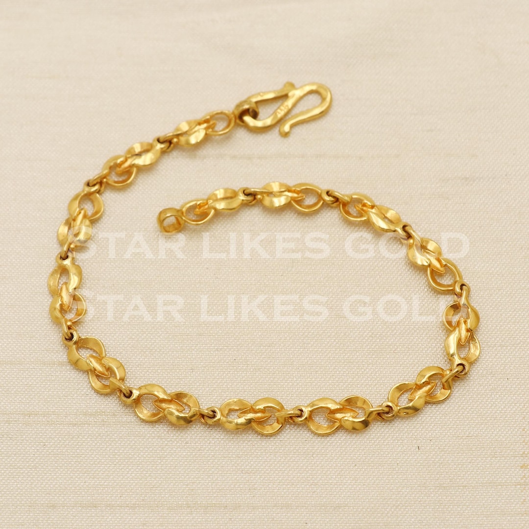 22k Solid Gold Bracelet Handmade, 22kt Yellow Gold Infinity Link ...