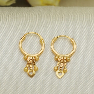 20 karat 20k gold bali hoop earrings