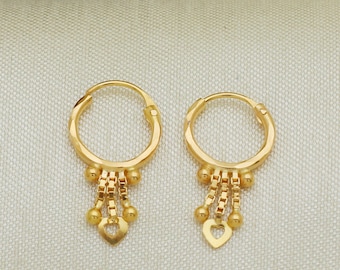 22 karat 22k gold bali hoop earrings