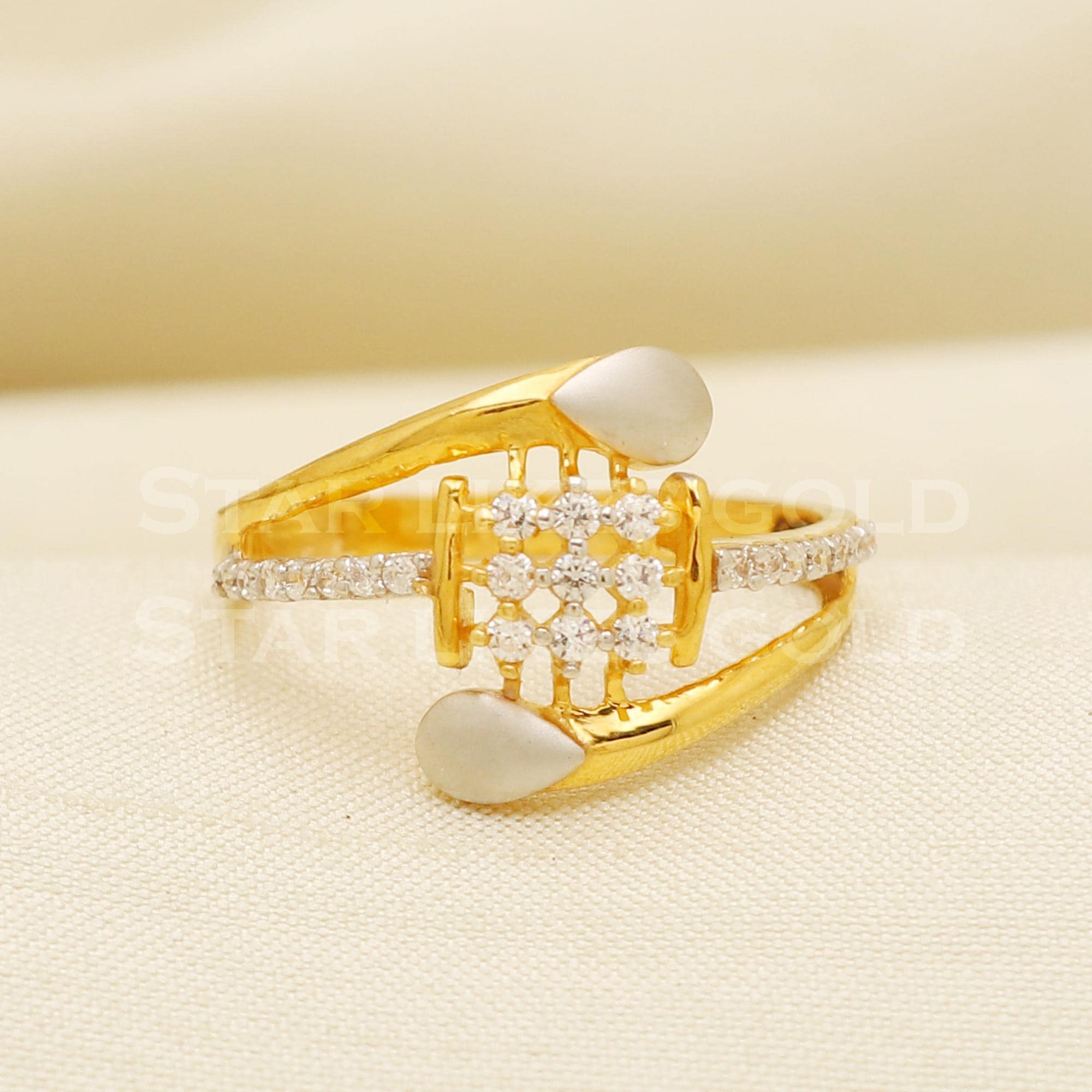 22k Gold Bypass Ring, US Size 6.5 - Etsy