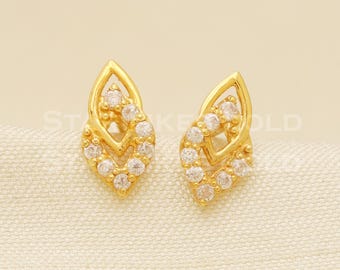 18k Gold Stud Earrings Jewelry for Women, Small Gold Earrings