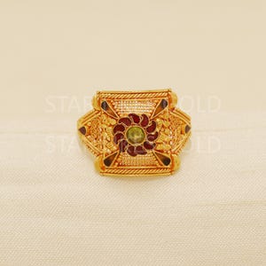 22k Handcrafted Pure Gold handmade Rings - Unique Artisan Jewelry, 22k Jewelry, Designer Gold Ring, Hallmarked, OS1761
