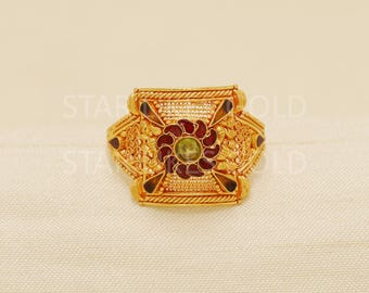 22k Handcrafted Pure Gold handmade Rings - Unique Artisan Jewelry, 22k Jewelry, Designer Gold Ring, Hallmarked,