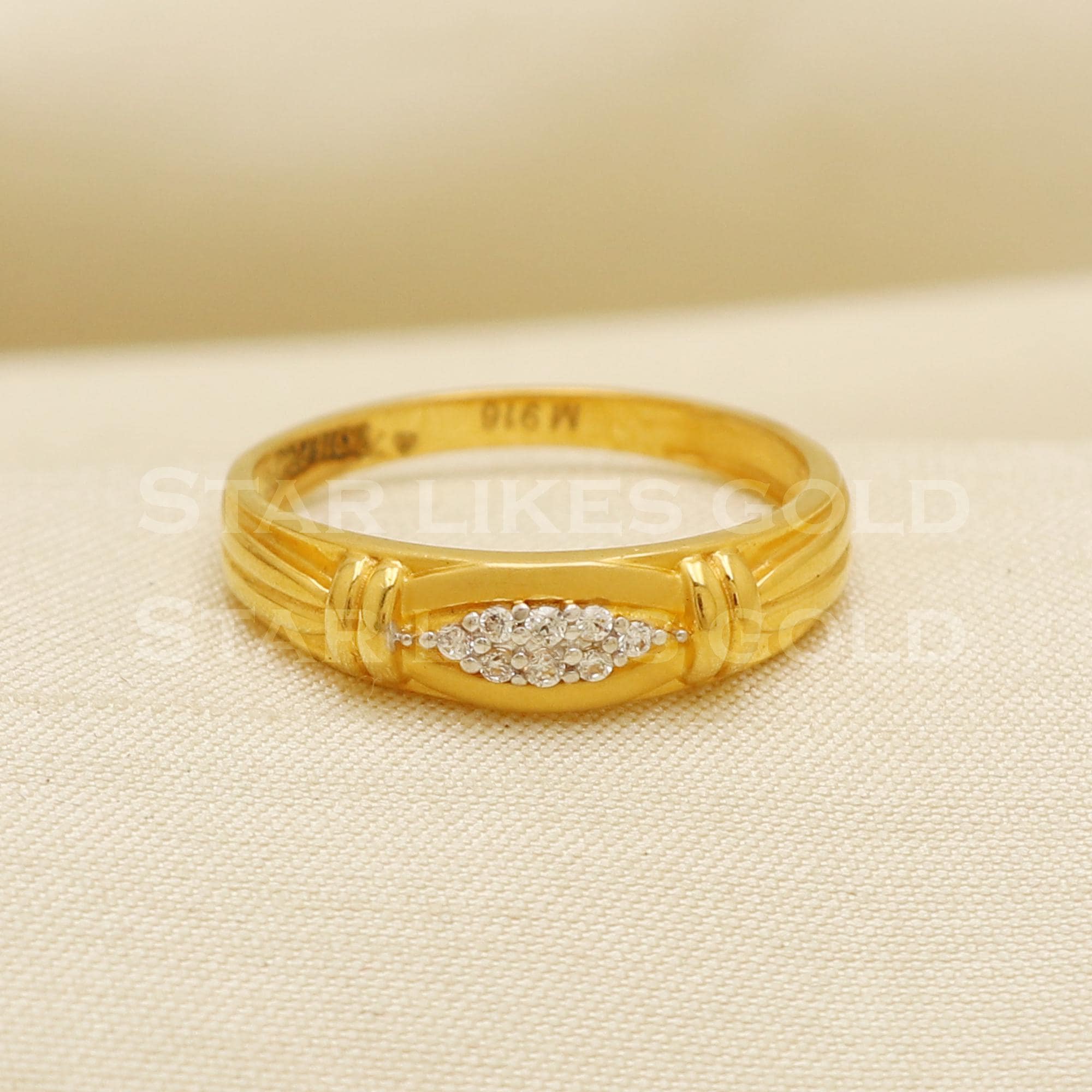 22K Gold Zircon Ring, Elegant Designer Statement, Hallmarked 22 Karat ...