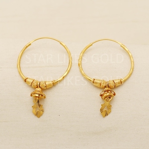 22 karat 22k gold bali hoop earrings, PR1723