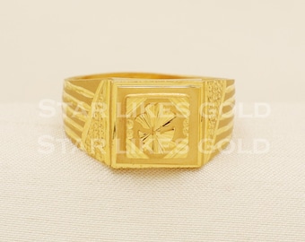 Anillo indio de oro de 22 quilates, joyería artesanal, B1597