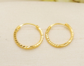 22K Solid Yellow Gold Hoop Earrings Genuine Hallmarked 916 Handcrafted Jewelry
