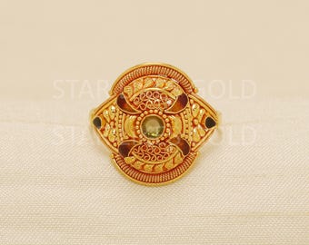 22k Handcrafted Pure Gold handmade Rings - Unique Artisan Jewelry, 22k Jewelry, Designer Gold Ring, Hallmarked,