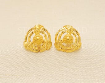 Flower 22k Gold Stud Earrings, Dainty Fine Jewelry