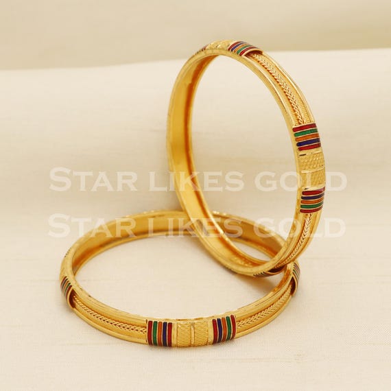 インド製 22 カラット 22k ゴールド ハンドメイド バングル 