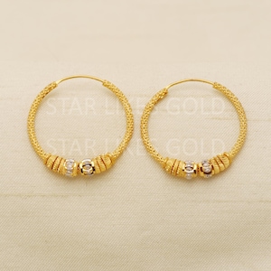 22 karat 22k gold bali hoop earrings, PR1716