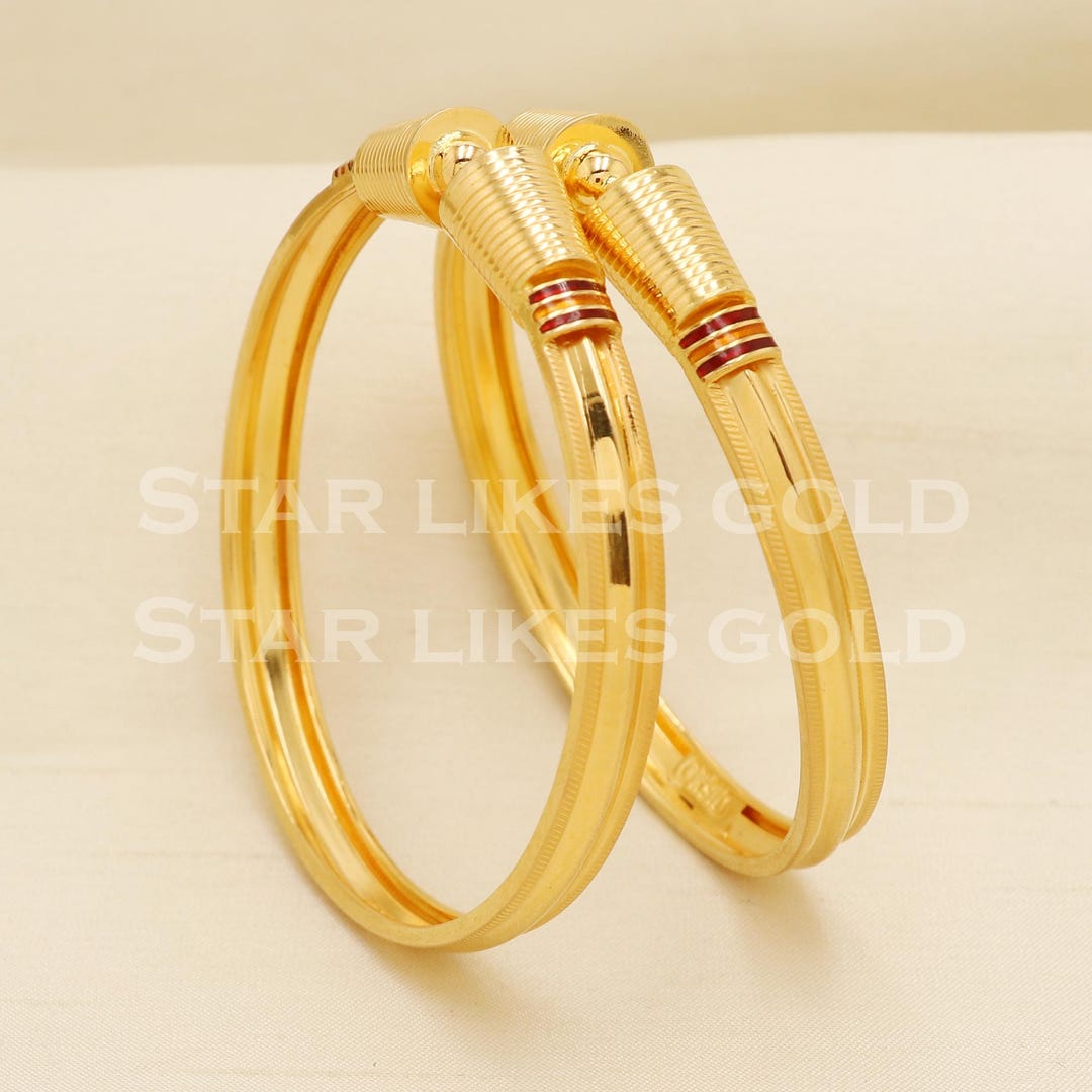22 Karat 22k Gold Handmade Bangle Bracelet Pair Jewelry, PR1500 - Etsy