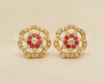 18 karat 18k gold stud earrings jewelry