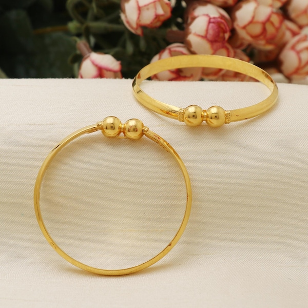 22 karat 22k gold bangle kada bracelet pair set jewelry for kids child baby son and daughter,