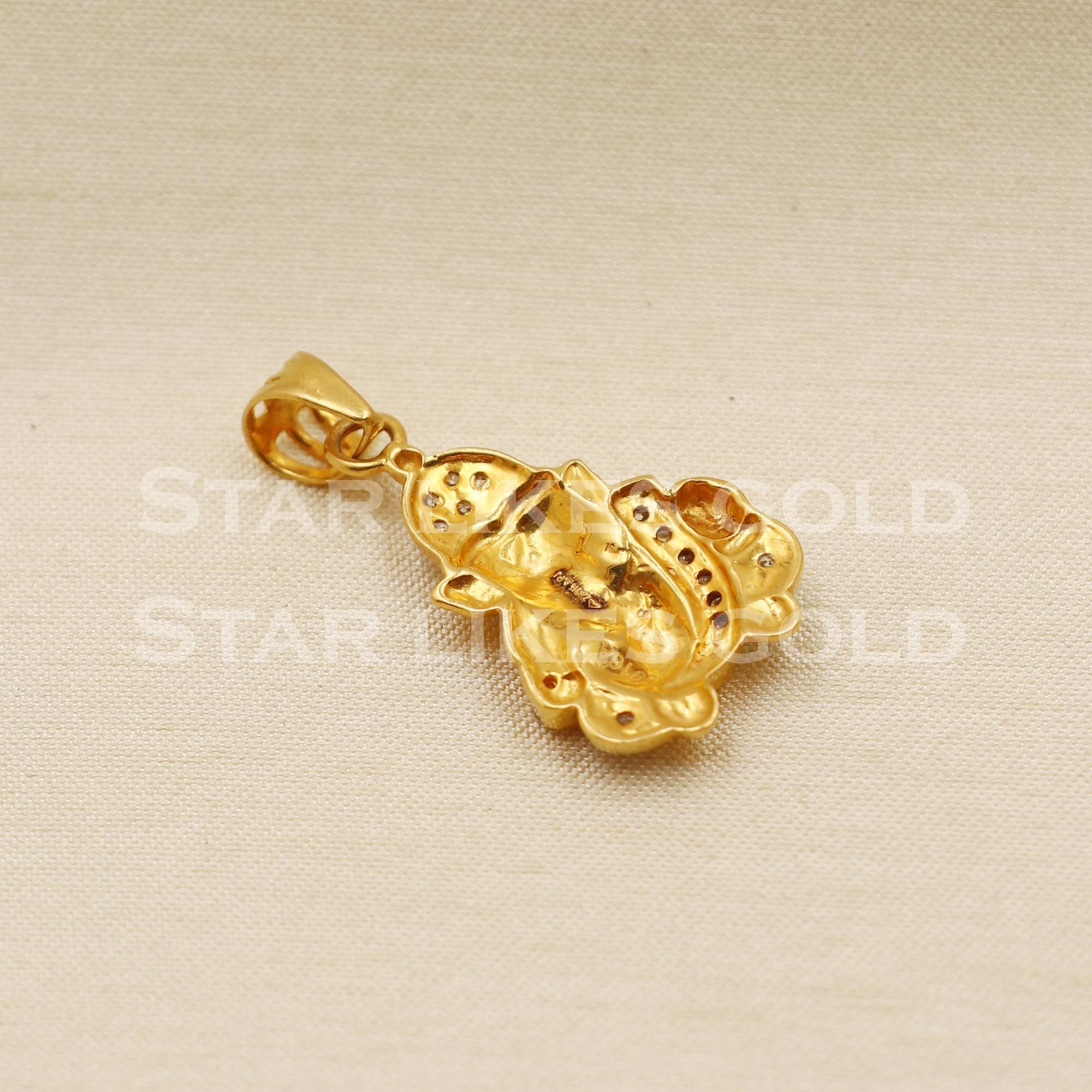 ガネーシャ 22K イエロー ゴールド ハンドメイド ペンダント