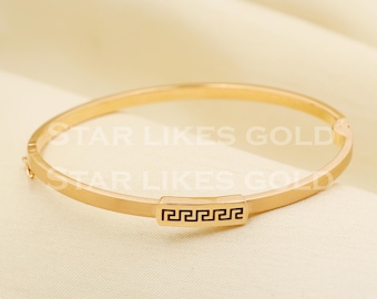 Äkta armband i 18 karat guld, smycken i 18 karat gult guld, unikt handgjort Hallmark-armband i guld, PR1407
