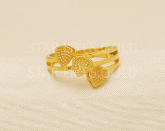 Anillo de oro de 22 quilates hecho a mano – Joyería artesanal apilable, talla 7.25