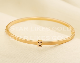 18K Yellow Gold 7 Pieces Set Bangle Diamond Cut. 57mm