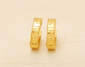 22K Gold Hoop Earrings, Handmade Indian Jewelry
