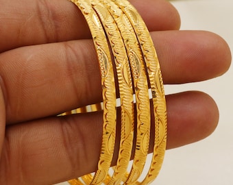 【美品】human made bangle gold Striped Machine Cut 22k Gold Bangles – Andaaz Jewelers