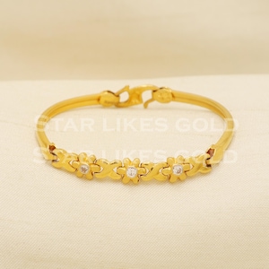 Flowers 22 karat 22k gold Child Baby Bangle Bracelet Charms Jewelry for Birthday Gift, PR1558